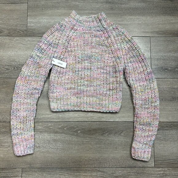 Aritzia Wilfred Free Retrograde Mockneck Pastel Rainbow Cropped Sweater XXS - Picture 1 of 8